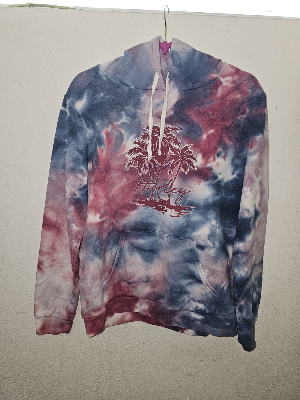 Hurley Tie-Dye Pullover Hoodie - Blue & Pink